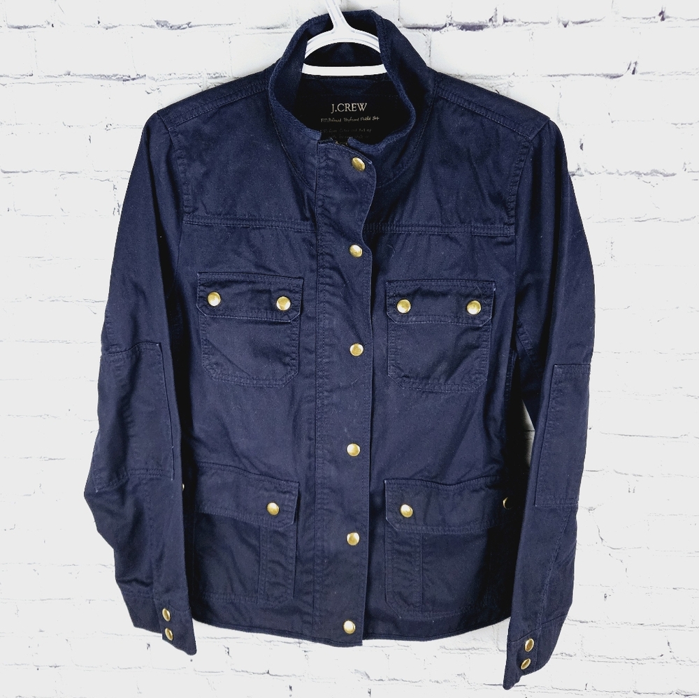 J. CREW | resin coated cotton twill utility cargo field jacket